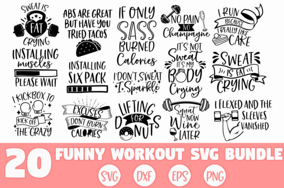 Funny Workout SVG Bundle Fitness Gym SVG