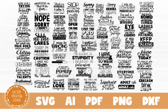 Sarcasm Bundle Funny Quotes SVG Cut File for Graphics and Crafts