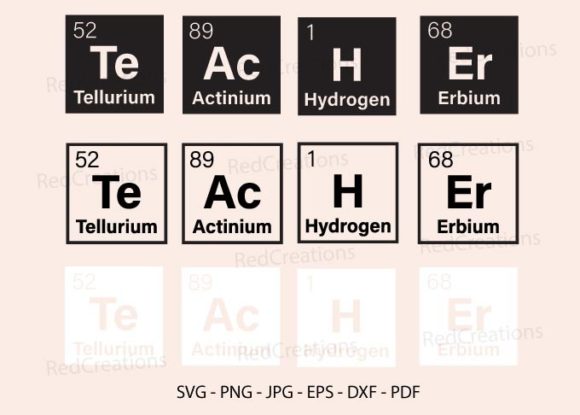 Teacher Periodic Table Svg, Chemistry Graphics for Crafts
